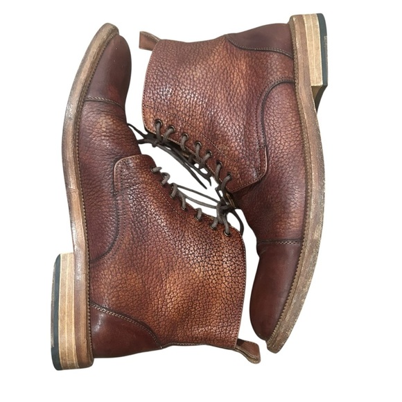 Taft brown rome pebbled leather ankle boots size 41 women’s 10 lace up chukka - Picture 4 of 7